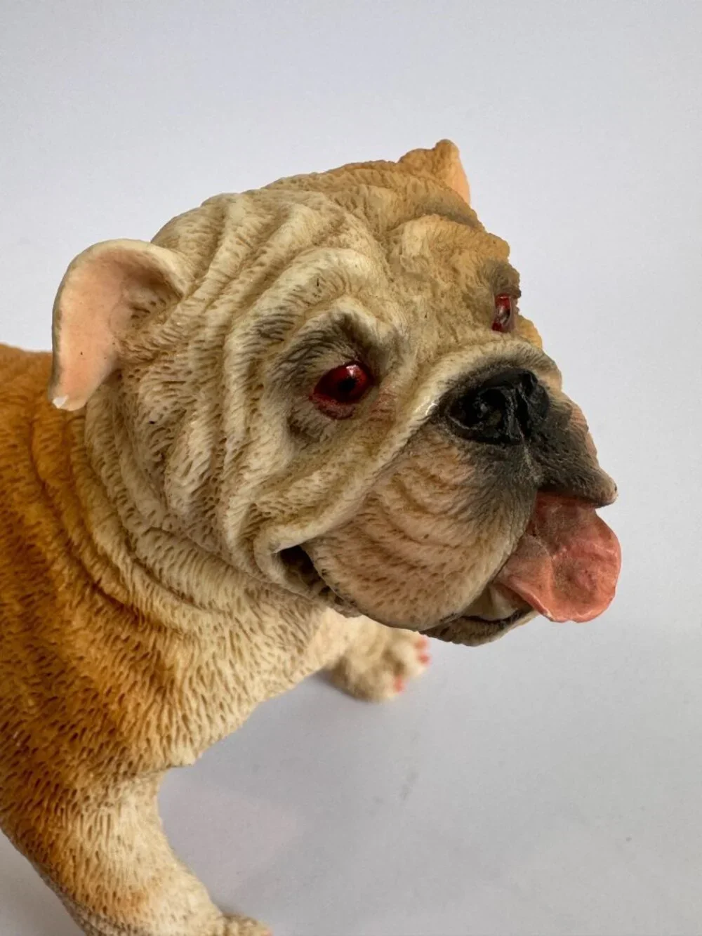 Vintage 1988 Castagna Italy English Bulldog Figurine Red Glass Eyes 5.5